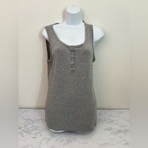 PinkBlush Henley Tank Top Women’s L Gray Ribbed Sleeveless Shirt​